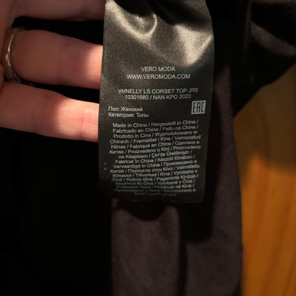 Vero Moda Nelly Long Sleeve Corset Top in Black Medium - Picture 6 of 9